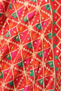 Alta gold allover embriodred phoolkari dupatta image 4