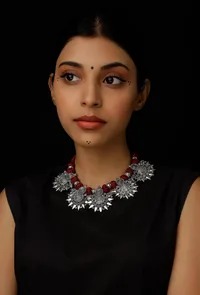 Plum Red Tribal Necklace image 1