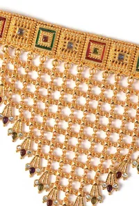 Meenakari Rajwadi Guluband with Gold Jhalar Work image 3