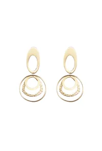 Golden Double Hoop Drop Earrings image 2
