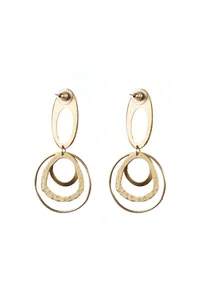 Golden Double Hoop Drop Earrings image 3