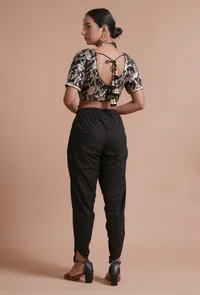 Black Color Raw Silk Embroidered Blouse image 5