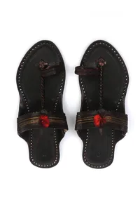 Vasundhara Gold Weave Cruelty-Free Genuine Leather Kolhapuri image 2