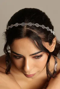 German Silver Designer Silver Plated Lightweight Adjustable Size Mathapatti image 1