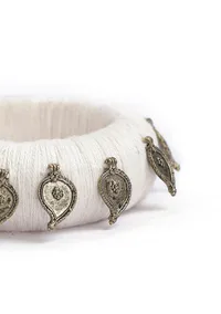 White Thread Wooden Bangles image 4