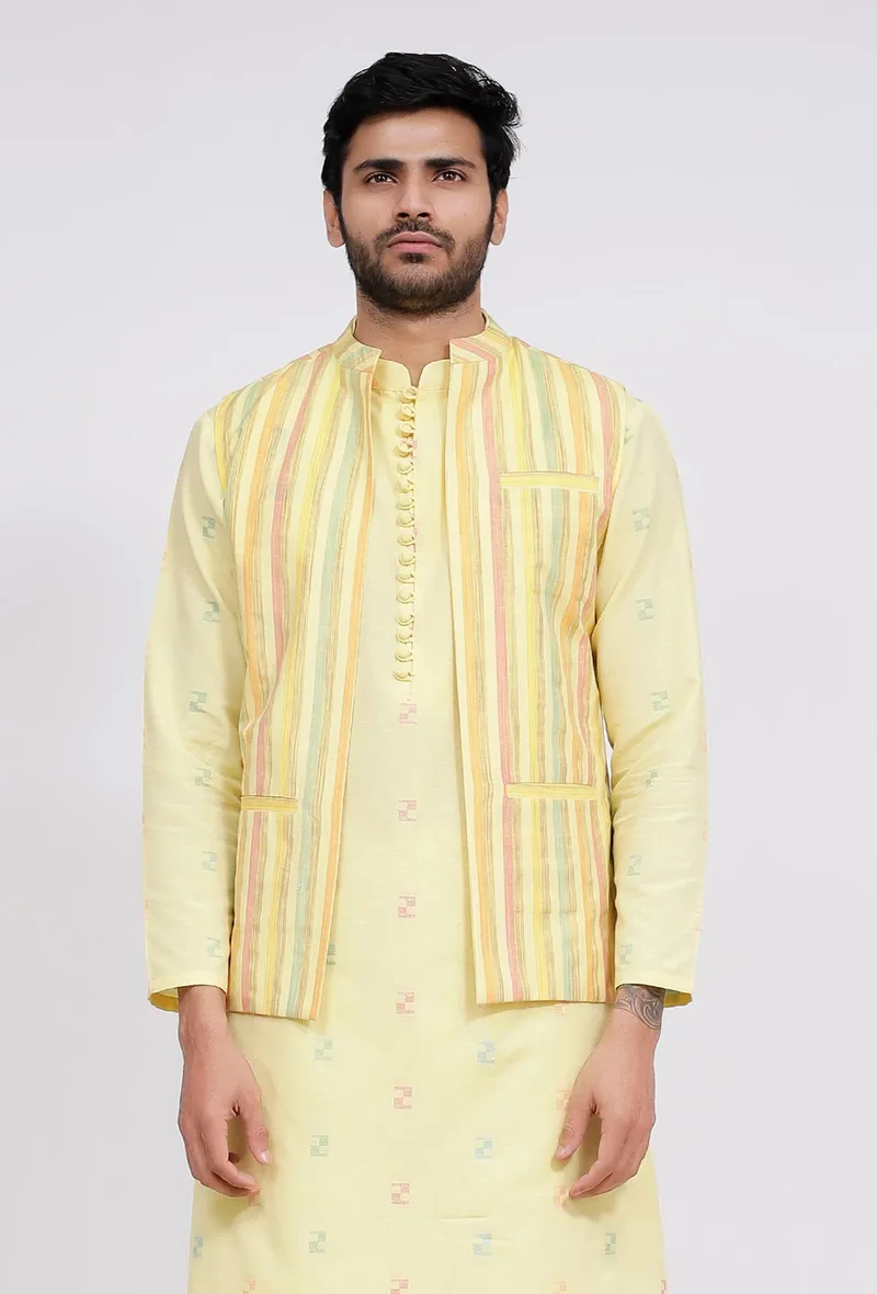 Yellow Stripe Nehru Jacket