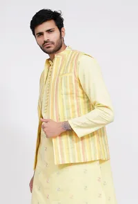Yellow Stripe Nehru Jacket image 3
