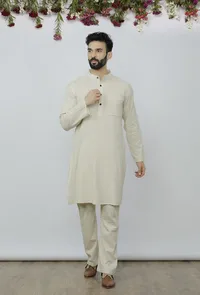 Set of 2: Safeda Cotton Kurta and Pyjama image 1