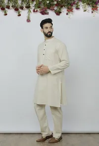 Set of 2: Safeda Cotton Kurta and Pyjama image 2