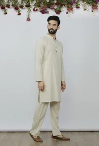 Set of 2: Safeda Cotton Kurta and Pyjama image 3