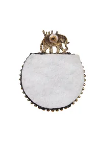 Handcrafted Designer Elephant Shaped Stone Work Fabric Earring image 4