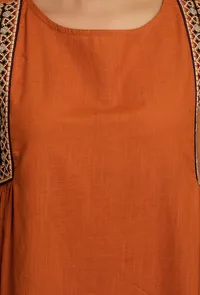 Orange Rust side Gather Kurta with Embroidery Details image 5