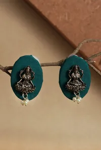 Teal Serenity Laxmi Studs image 1