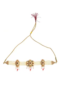 Rajwada Ivory Meenakari Pearl Jewelry Set image 2