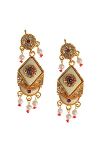 Rajwada Ivory Meenakari Pearl Jewelry Set image 3