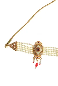 Rajwada Ivory Meenakari Pearl Jewelry Set image 5