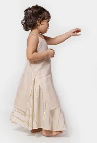 Set of 2- Gold White Malmal Slip With Gold Stripes Skirt image 2