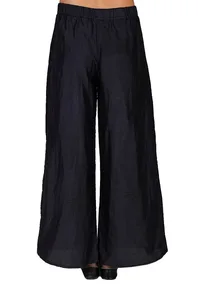 Navy Blue Aari Zari Embroidery Dupion Silk Palazzo image 3