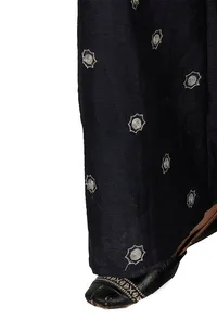 Navy Blue Aari Zari Embroidery Dupion Silk Palazzo image 4