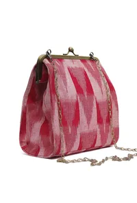 Crimson Red Ikat Square Clutch Bag image 3