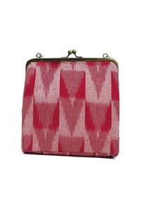 Crimson Red Ikat Square Clutch Bag image 4