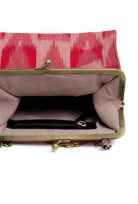 Crimson Red Ikat Square Clutch Bag image 5