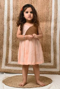 Peach And Brown Mul Mul Dress image 1