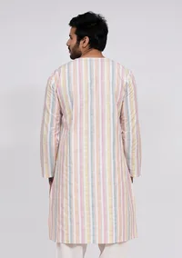 White Stripe Button Down Kurta image 4