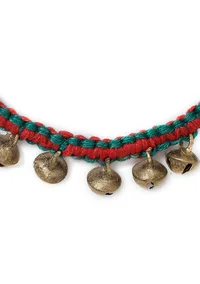 Teal and Red Ghungroo Tribal Anklet image 3