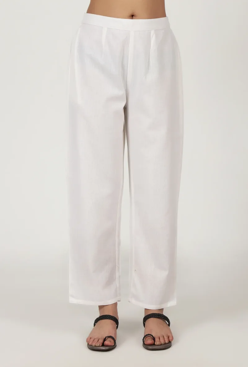 White Cotton Women Pant