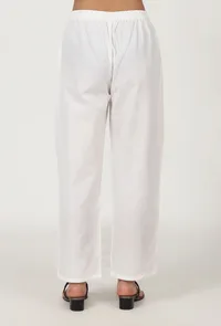 White Cotton Women Pant image 3