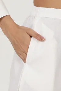 White Cotton Women Pant image 4