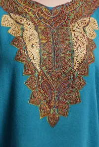 Curious Blue Kashmiri Sozni Embroidery Phiran-Free Size image 5