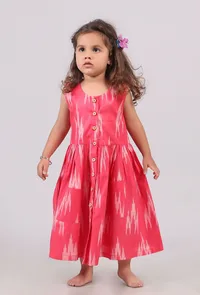 Pink Ikat Flared Dress image 1