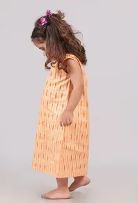 Orange Ikat Shoulder Flared Dress image 4