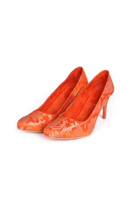 Orange Brocade Pencil Heels image 2