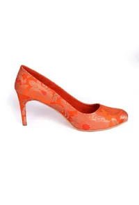 Orange Brocade Pencil Heels image 4