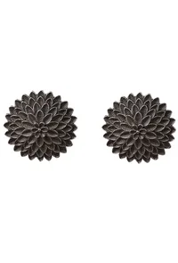 Dahlia Oxidized Flower Stud Earrings image 2