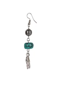 Turquoise Stone With Elephant Charm Dangler Earring. image 3