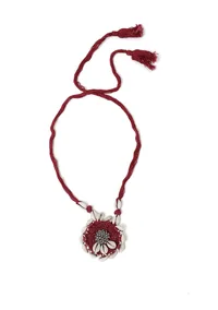Maroon Thread Tribal Necklace image 2