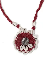 Maroon Thread Tribal Necklace image 3