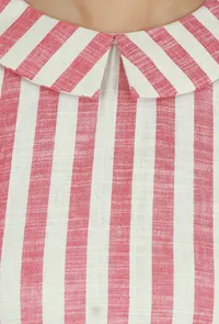 Pink & White Striped Cotton Viscose Kurta image 5