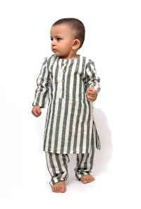 Set of 2 - Moon Blue Stripes Tunic Kurta Pajama image 2