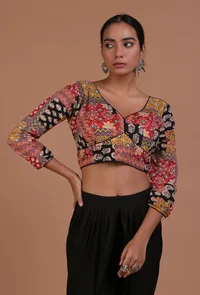 Multicolor Cotton Ajrakh Printed Full Sleeve Blouse image 1