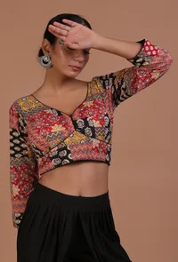 Multicolor Cotton Ajrakh Printed Full Sleeve Blouse image 4