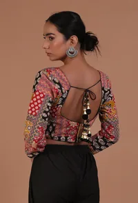 Multicolor Cotton Ajrakh Printed Full Sleeve Blouse image 6