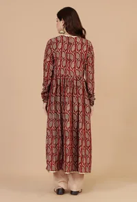 Maroon Elegance Handblock Printed Cotton Kurta image 5