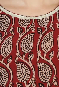 Maroon Elegance Handblock Printed Cotton Kurta image 6