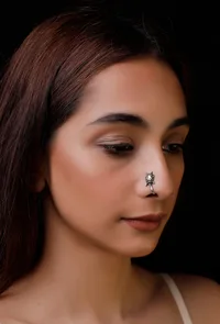 Bug Inspired Floral Silver Brass Nosepin image 1