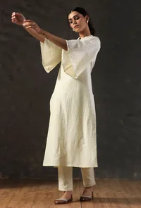 Tulip Sleeve Golden Cream Kurta image 1